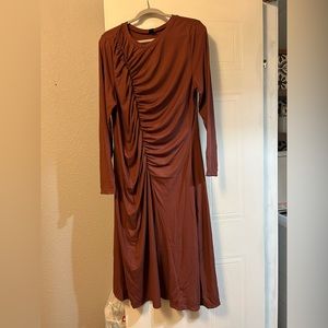 Burnt red ruched dress- SHEIN